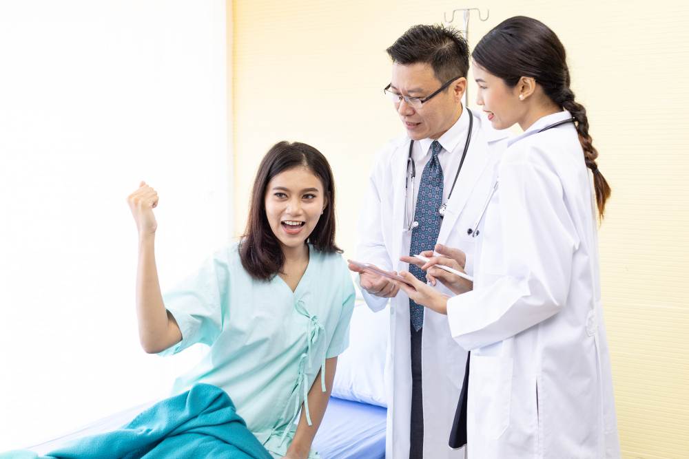 A patient showing confidence in hospital